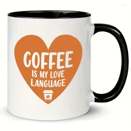 Mugs 1pc 11oz Ceramic Coffee Mug With "Coffee Is My Love Language" - Microwave & Dishwasher Safe Novelty Gift For Lovers