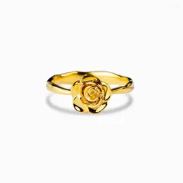 Cluster Rings Fashionable And Versatile 18K Gold-plated 925 Silver Vintage Rose Promise Ring For Women's Engagement Gift