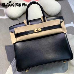 Designer Handbag Tote Bag Handmade 7a Black Mamba Box Leather Platinum 30cm Gold Button Womens Luxury Foreskin Have Logo