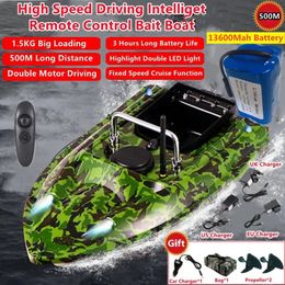 Smart Fixed Speed Cruise Radio Remote Control Fishing Bait Boat 1.5KG 500M Dual Night Light Lure Fishing RC Bait Boat Fishing 240516