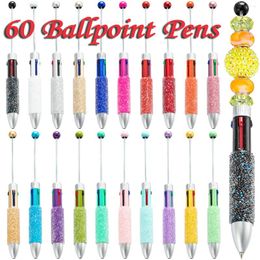 60Pcs DIY Diamond Beaded Pen Plastic Pens Bead Ballpoint For Gift Students Office School Supply Wholesale
