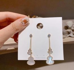 Stud 925 Sterling Silver Lady Jewelry Long Dangle Gourd Earrings For Women Fashion Hulu Tassel Statement Girl039s9686175