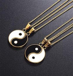 Pendant Necklaces 2Pcsset Of Stainless Steel Yin And Yang Necklace Puzzle Personality Trend Birthday Couple Gift JewelryPendant6308900