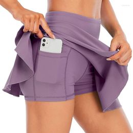 Active Shorts Tennis Skirts Women Fitness Dance Golf Pleated Skirt Yoga Sports Culottes Running Sport With Pocket
