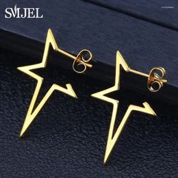 Stud Earrings SMJEL Star Punk Earring Rose Gold Colour Earings Stainless Steel For Women Jewellery Wholesale Studs