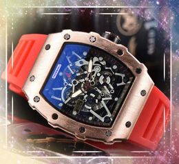 Luxury Flowers Skeleton Quarz Chronograph watches men day date colorfull rubber belt Sports Swimming Military Analogue Time Trend Popular watch Relogio Masculino