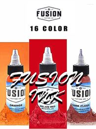 Tattoo Inks Permanent Professional Ink 16 Colours 1oz /30ml Bottle Delicate Texture Long Lasting Fast Pigment Kit
