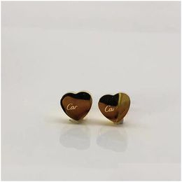 Stud 10Mm Heart Earring Women Gold Couple Red Flannel Bag Stainless Steel Thick Piercing Body Jewelry Christmas Gifts Woman Accessorie Dhdr7