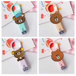 Callus Shavers Brown Bear Cartoon Nail Clippers Stainless Steel Creative Folding Scissors Portable Set For Students Fingernail Men Chi Otne4