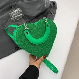 Shoulder Bags Cute Love Heart Handbag Luxury Diamond Evening Clutch Bag Fashion Small Crossbody Purse For Women Silver Leather