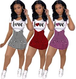 Summer Women Mini Dressestshirt 2 Piece Dress Sportswear Short Sleeve plaidAbove Knee Skirts Suit Plus Size 2XL Cute Outfits 512909407