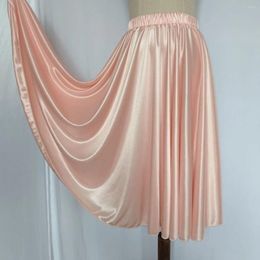 Skirts 70cm Length Summer Spring Sheer Thin Satin Silk Sexy Women High Waist Yoga Sleeping Skirt Loose Running Gym Bottoms
