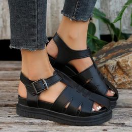 Casual Shoes For Woman White Non-slip Summer 2024 Trend Platform Open Toe Solid Color Buckle Women's Sandals Large Size