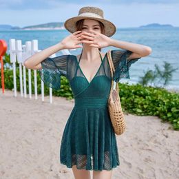 Women's Swimwear Swimsuit Korean One-Piece Women Belly Covering Slimming Large Size Conservative Spring Resort