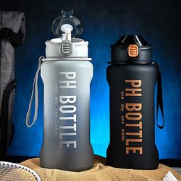 2200ml large capacity water bottle with straw gym fitness drink bottle outdoor camping bike hiking sports shake bottle 240428