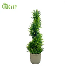 Decorative Flowers HXGYZP Cypress Spiral Tree Artificial Plants Green Leaves With Cement Pot Home Decoration Porch Outdoor Indoor Fake Plant