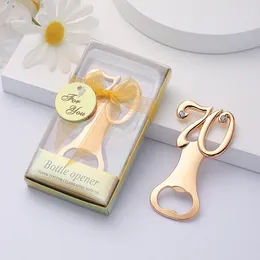 Party Favour 10PCS X Wedding Birthday Keepsakes 70th Gold Bottle Opener With Gift Box Packaging Solid Metal Digital 70 Beer