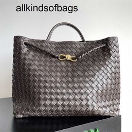 Andiamo Luxury Designer Bags Tote Bag Nappa Weaving Drawstring Large Crossbody Soft Sheepskin Work Shoulder Chocolate Brown Intrecciato Handbag
