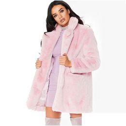 Womens Fur Faux Faylisvow 3Xl Plus Size Thick Coat Women Winter Warm Loose P Teddy Fluffy Long Sleeve Coats Woman Solid Jackets Dro Dhysq