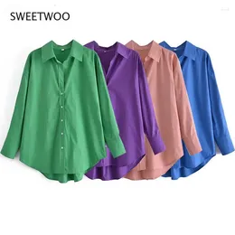 Women's Blouses Shirt Oversize Women Top Collared Button Up Woman Long Sleeve Green Female Basic White Pink Office 2024 Blouse Slim