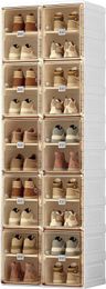 Shoe Organiser Storage Box Portable Folding Rack for Closet with Magnetic Clear Door Large Sneaker Cabinet Bins Sturdy 240508