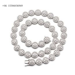 Rapper Jewellery Iced Out Bling VVS Moissanite Round And Baguette Tennis Chain Necklace