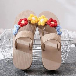Slippers Women Ladies Shoes Wedge Bohemian Style Flower Flip Flops Fashion Beach Sandalias De Mujer Verano 2024