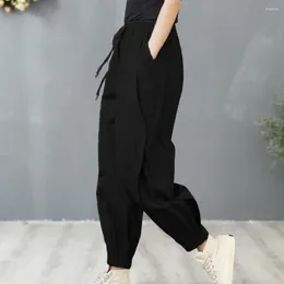 Women's Pants Lady Cargo Trousers Drawstring Women Summer Stretchy Waist Harem