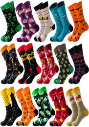 Men039s Socks Colourful Men39s Autumn And Winter Halloween Skull Alien Women39s Long Pumpkin Monster Bats Hombre Business 7141598