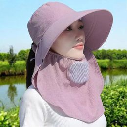 Berets 1Pc Summer Sun Hats UV Protection Outdoor Fishing Cap For Women Hiking Camping Working Visor Bucket Hat Removable