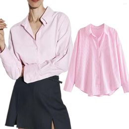 Women's Blouses Maxdutti British Oxford Spinning Stripe Blouse Women Shirt Fashion Casual Commuter Basic Ladies Tops