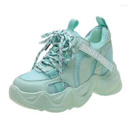 Fitness Shoes 2024 Ulzzang Breathable Lace Up Trainers Tennis Vulcanised Female Old Dad Casual Woman Chunky Platform Sneakers