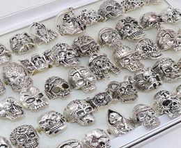 Whole Bulk 50pcsLots Punk Metal Skull Rings For Men Women Size 8 to 11 Mix Style5031864