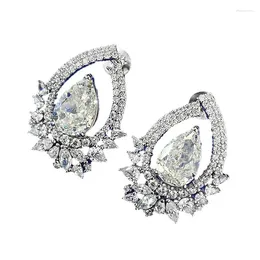 Stud Earrings SpringLady Luxury 925 Sterling Silver Pear Cut 8 12 MM Lab Sapphire Gemstone Sparkling Ear Studs Jewellery