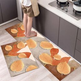 Carpets Golden Deciduous Oil Resistant Door Mat Bedroom Kitchen Carpet Balcony Entrance Water Absorbing Washable Floor