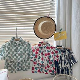 Clothing Sets 2-9T childrens and boys clothing floral pattern boy shirt+short 2-piece clothing boy summer party birthday handsome clothing WX