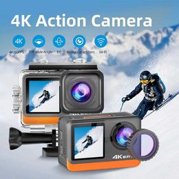 Sports Action Video Cameras Ultra HD action camera 4K60FPS 2.0 touch IPS dual screen 24MP Wi Fi 170D EIS 30M waterproof optional Philtre 1080P network camera J240514