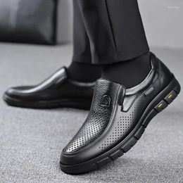 Casual Shoes Men Summer Leather Loafers Breathable Sneakers Comfort Male Outdoor Black Rubber Flat Zapatos Hombre