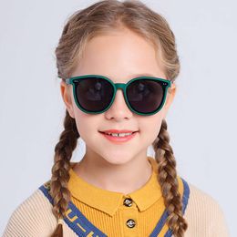 3-12 Years Kids Polarised Sunglasses Boy Girls Soft TPEE Square Frame Cat Eye Design Child Fashion Sun UV400 Protection Outdoors L2405