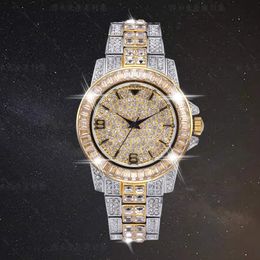 AAA CZ Bling Diamond Men's Watch Role 18k Gold Plated Ice out Quartz Iced Wrist Watches for Men Male Waterproof Wristwatch Hours 201B