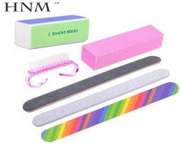 Whole HNM 6 Pcslot Nail Art Buffer File Durable Buffing Grit Sand Block Manicure Nail Sponges Files Nail Cleaning Brush1995578