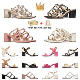 2024 New Designer New Womens Sandals High Heels Studded Flats Pointed Toe Sexy 6cm 8cm 10cm Black white pink Beach Vacation Wedding shoes whith box