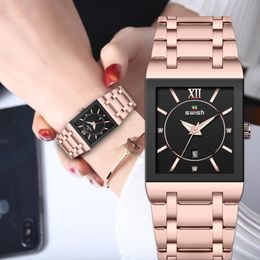 Women's Bracelet Watches Top Brand Designer Dress Quartz Watch Ladies Rosegold Square Wrist-Watch Waterproof Relogio Feminino Wris 247Y