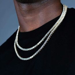 5mm Ice Out Round Tennis Chain Necklace for Men Hip Hop Jewelry with Box X0509 301J