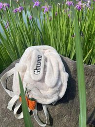 Backpack Customised Cute Beige Plush Carrot Ear With Any Name Embroidered Kindergarten Children's Travel Gift Bag