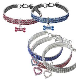 Popular Dog Rhinestone Necklace Jewelled Bling Collars Crystal Diamond Pet Cat stretch function Collar Size SML Pet Supplies8579481