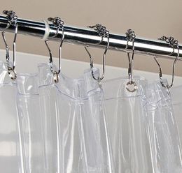 Metal Shower Curtain Rings Hooks With 5 Beads Roller Ball Bathroom Curtain Rings Shower Curtain Toilet Accessories HH921862777564