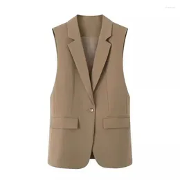 Women's Vests Korean Loose Tank Top Design Fashion Suit Vest Women Jacket 2024 Spring And Autumn Sleeveless Blazer Waistcoat K1021