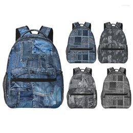 Backpack Blue Jeans Denim Patchwork For Girls Boys Travel RucksackBackpacks Teenage School Bag