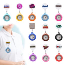 Wristwatches Cartoon Text Clip Pocket Watches Collar Watch Style Doctor Nurse For Women And Men Pin On With Secondhand Stethoscope Lap Ottpu